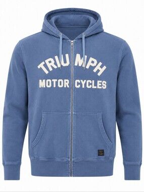 TRIUMPH | Lavenham Full Zip British Motorcycle Biker Hoodie Logo Pockets |‎ XXL